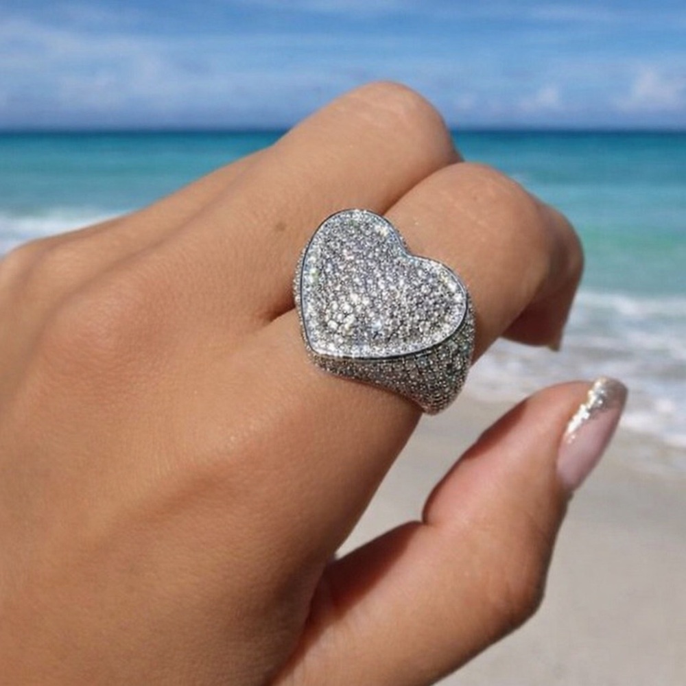 Silver Heart Ring size 8 - Women's heart ring